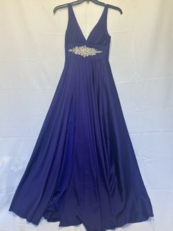 Purple Formal Gown with Rhinestone Waist Detail