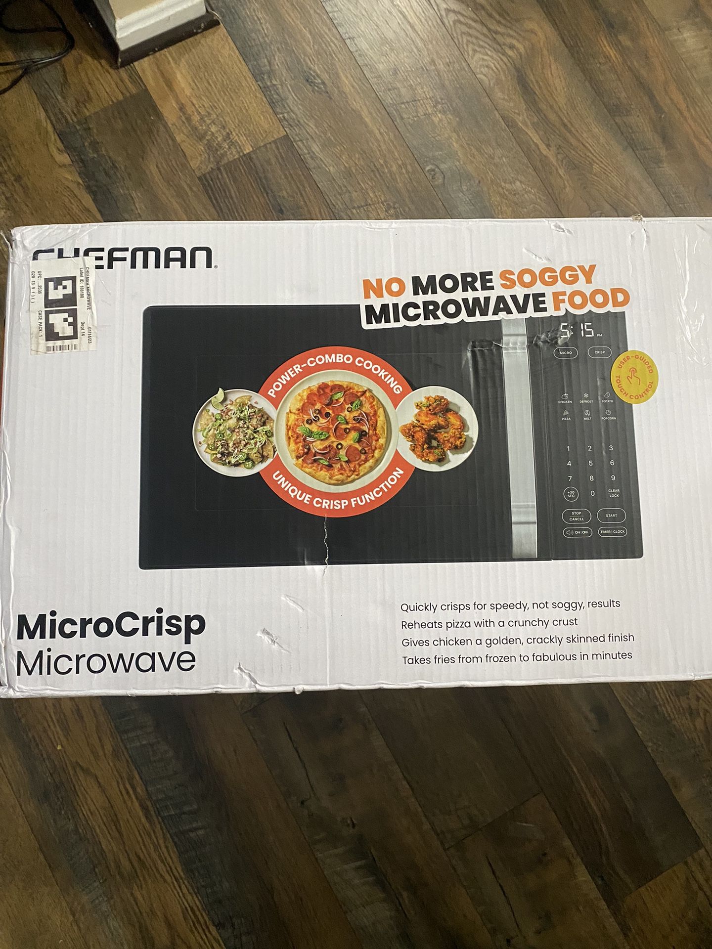Chefman Microcrisp 1.1 cu. ft. Countertop Microwave Oven + Crisper, 1800 Watts, Black