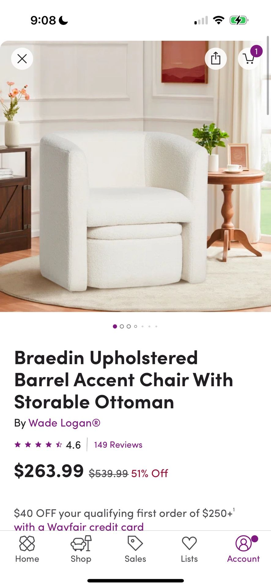 Braedin Upholstered Barrel Accent Chair With Storable Ottoman By Wade Logan®