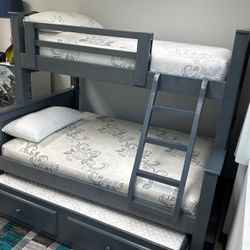 Triple Bunk Bed Twin Full With Mattresses And Trundle Mattress 