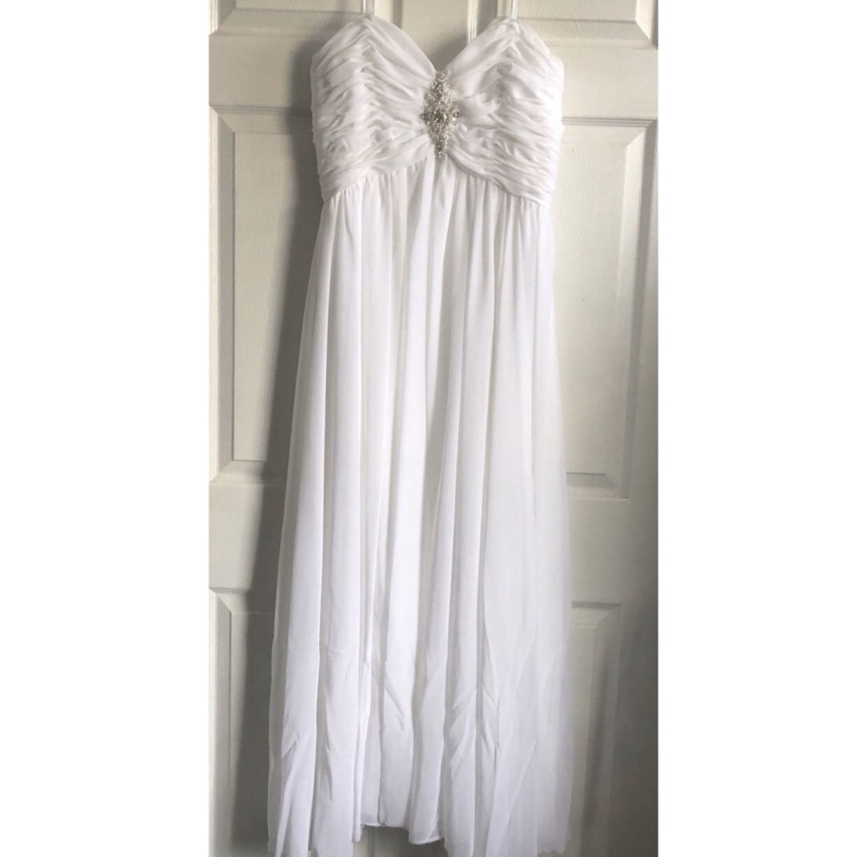 White Long Gown Prom Wedding Party Dress Size 10