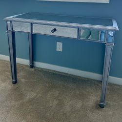 Hayworth Mirrored Side Table / Vanity - Elegant Silver Gray