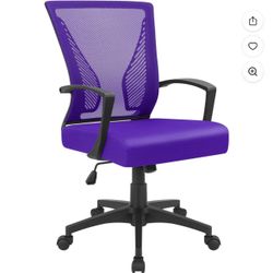 Lacoo Mid-Back Office Desk Chair Ergonomic Mesh Task Chair with Lumbar Support, Purple