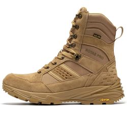 ROCKROOSTER Men's 8 Inch Lace Up Lightweight Military Boots, Non-Slip Brown Comfortable Water-resistant Hiking Boots for Men Color: Coyote 8" Size: 11
