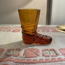 Vintage Amber Glass Boot