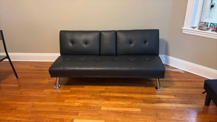 Black faux leather futon/bed