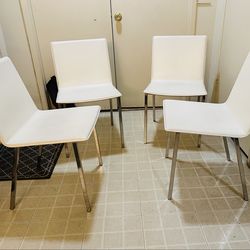 CB2 White Side Chair (White/Chrome)