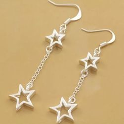 Silver plated star earrings