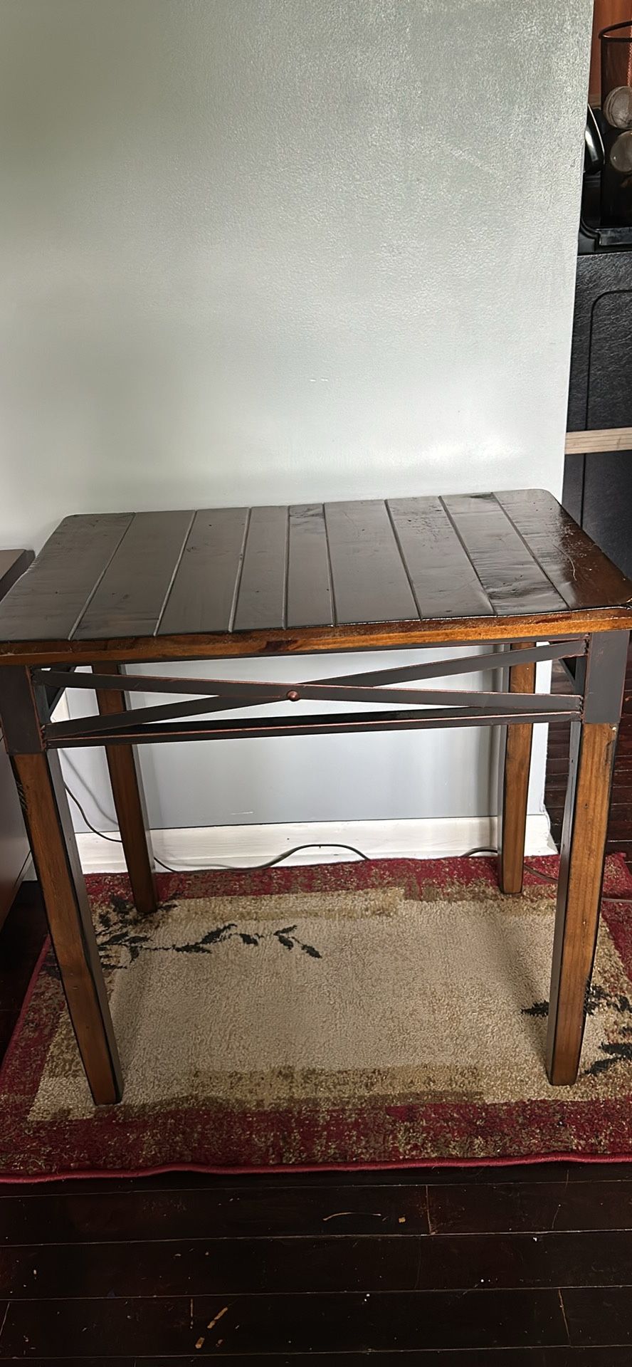 Beautiful Real Wood Side Table With Metal Accents In Excellent Condition