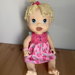 Baby Alive Doll Hasbro Talking Molded Blonde Curls Hair Tested Works