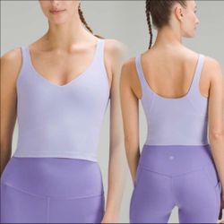 lululemon Align Tank Top Cropped Nola Built In Shelf Bra In Lilac Smoke Size 6