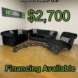 3 PCs Sofa Set Include Sofa Loveseat And Chase  Brand New/Take Your Favorite Color 