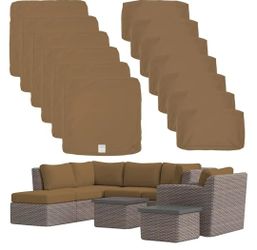  Outdoor Seat and Back Replacement Covers Fit for 8 Pieces 6-Seater Wicker Rattan Patio Furniture Cover 