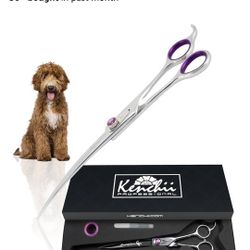 Kenchii Scorpion 8 Inch, Curved Grooming Scissors for Dogs and Pets - Premium Steel Scissors for Dog Grooming - Dog Shears Pet Grooming Accessories - 