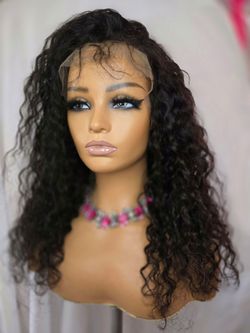 13x4 lace front human hair wig natural black 20" new