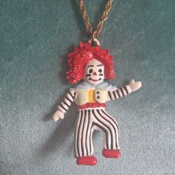 Vintage Clown Pendant Necklace 