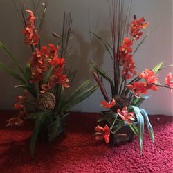 Orange Artificial Orchids 