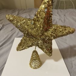 Gold Sequin Star Christmas Tree Topper