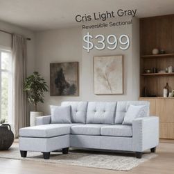Cris Light Gray Reversible Sectional 