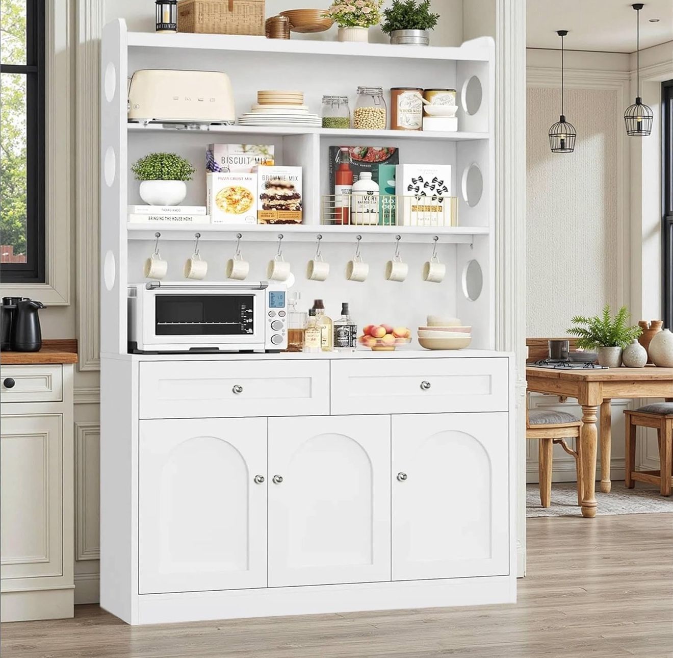 Modern White Pantry Hutch – 73” Tall – Tons of Storage (New)