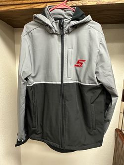 Snap-on Hooded Softshell Jacket Gray/Black – Size Medium