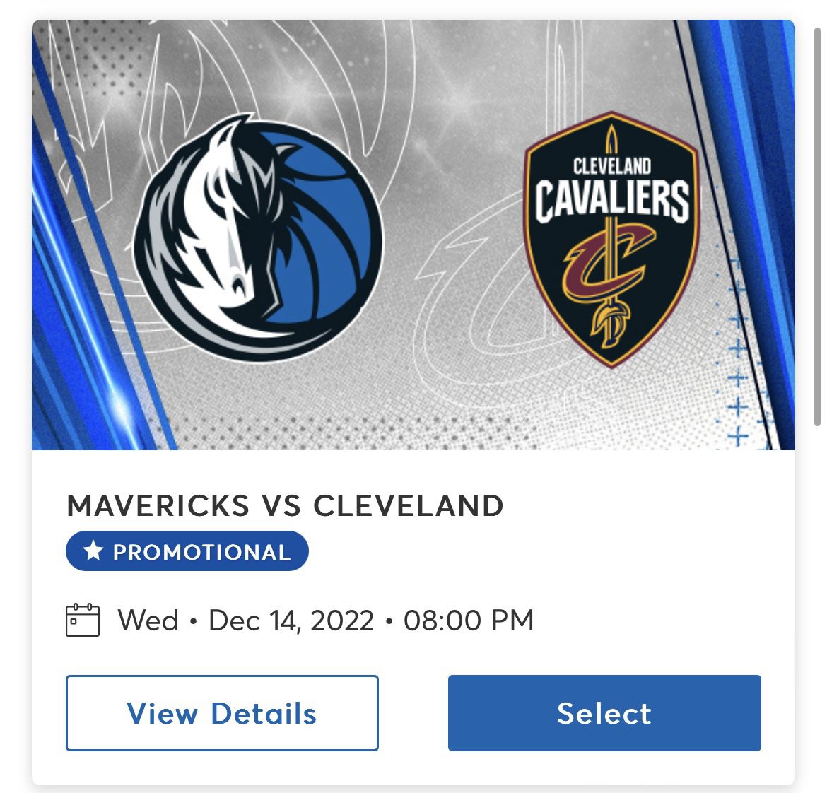 Mavs vs Cavs $30 for 2 tickets