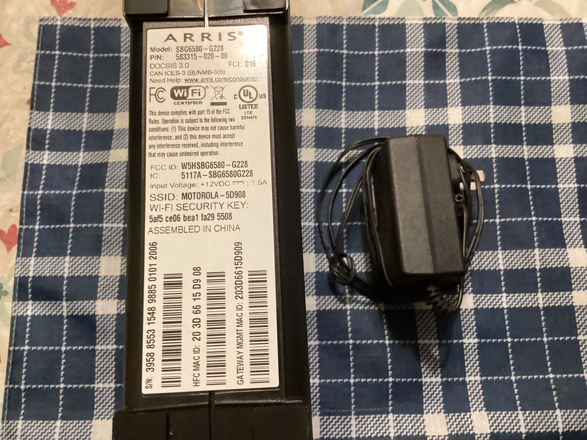 Motorola Arris Surfboard S G6580 Modem /router