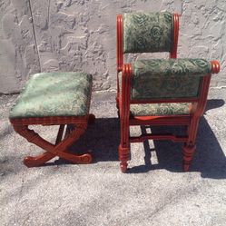 Antique Empire Scroll Bench and Ottoman For Sale  