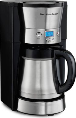 Hamilton Beach Programmable Coffee Maker with 10 Cup Thermal Carafe, 3 Brewing Options, Auto Shutoff & Pause and Pour, Stainless Steel