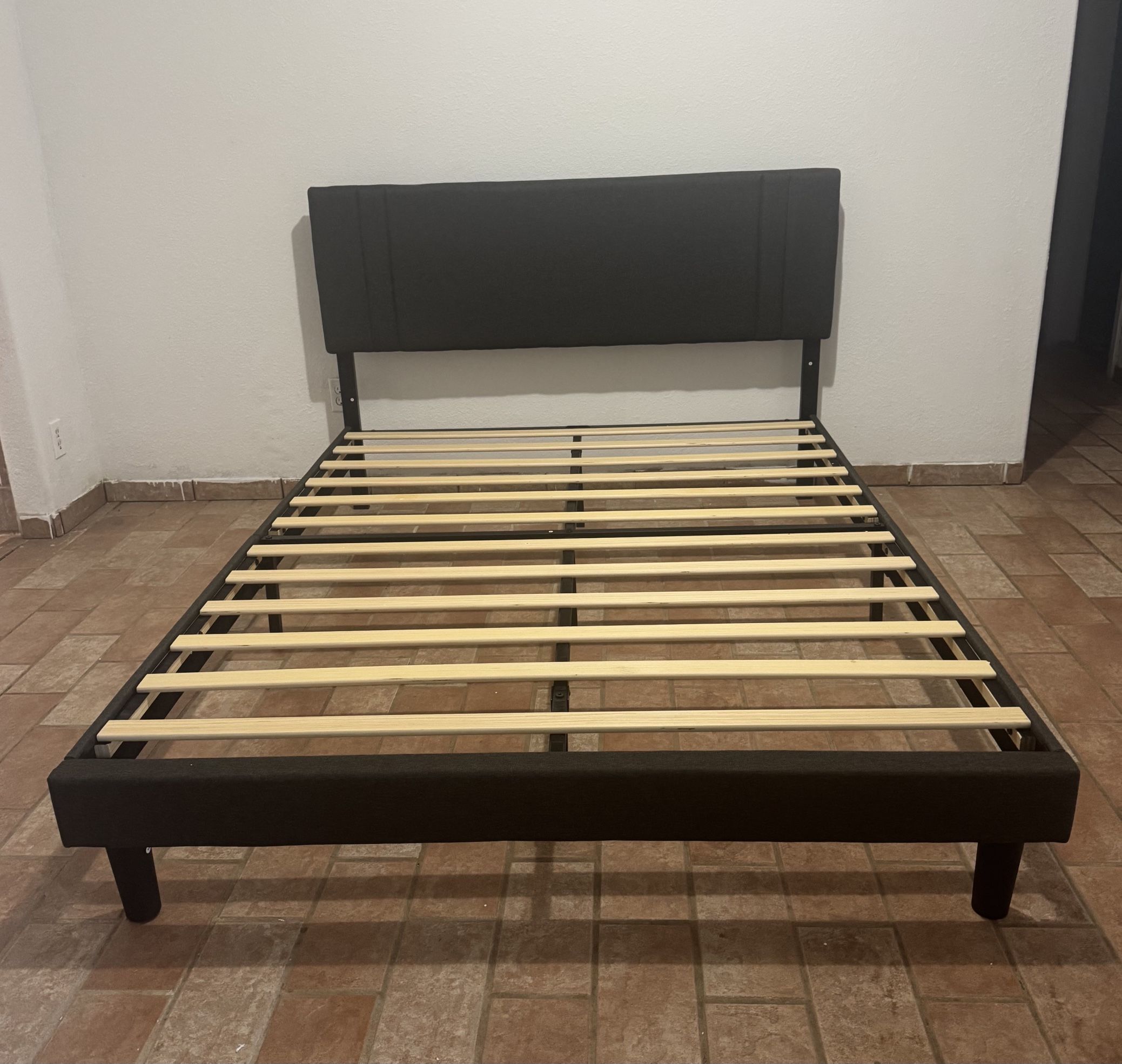 Queen Size Bed Frame Dark Gray Color 