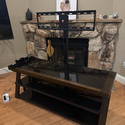 tv mount with shelves
