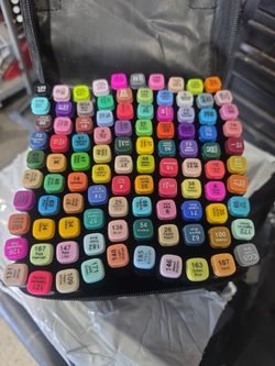 Large Set of Dual-Tip Art Markers with Case