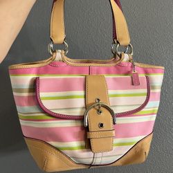 Coach Multi-color Stripped Bag 