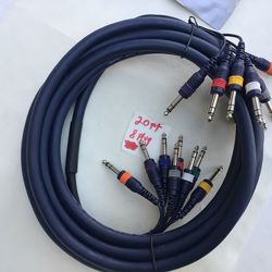 20ft AVLINK genuine sound quality professional multipair stage cable TRS, 8 Plug input.