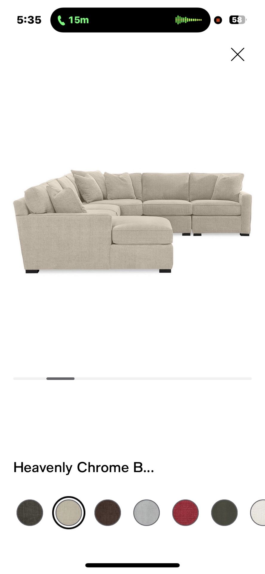 Radley 5-Piece Fabric Chaise Sectional Sofa, Created for Macy's