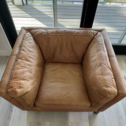 Large, leather armchair