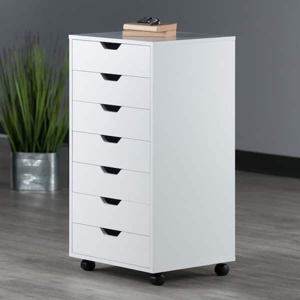 7-Drawer Modern Composite Wood Storage Cabinet in White