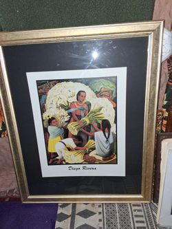 Diego Rivera print with glass frame