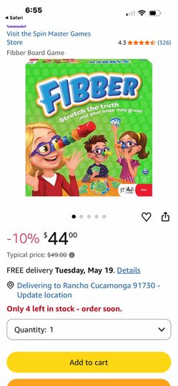 Fibber stretch the truth and your nose may grow board game