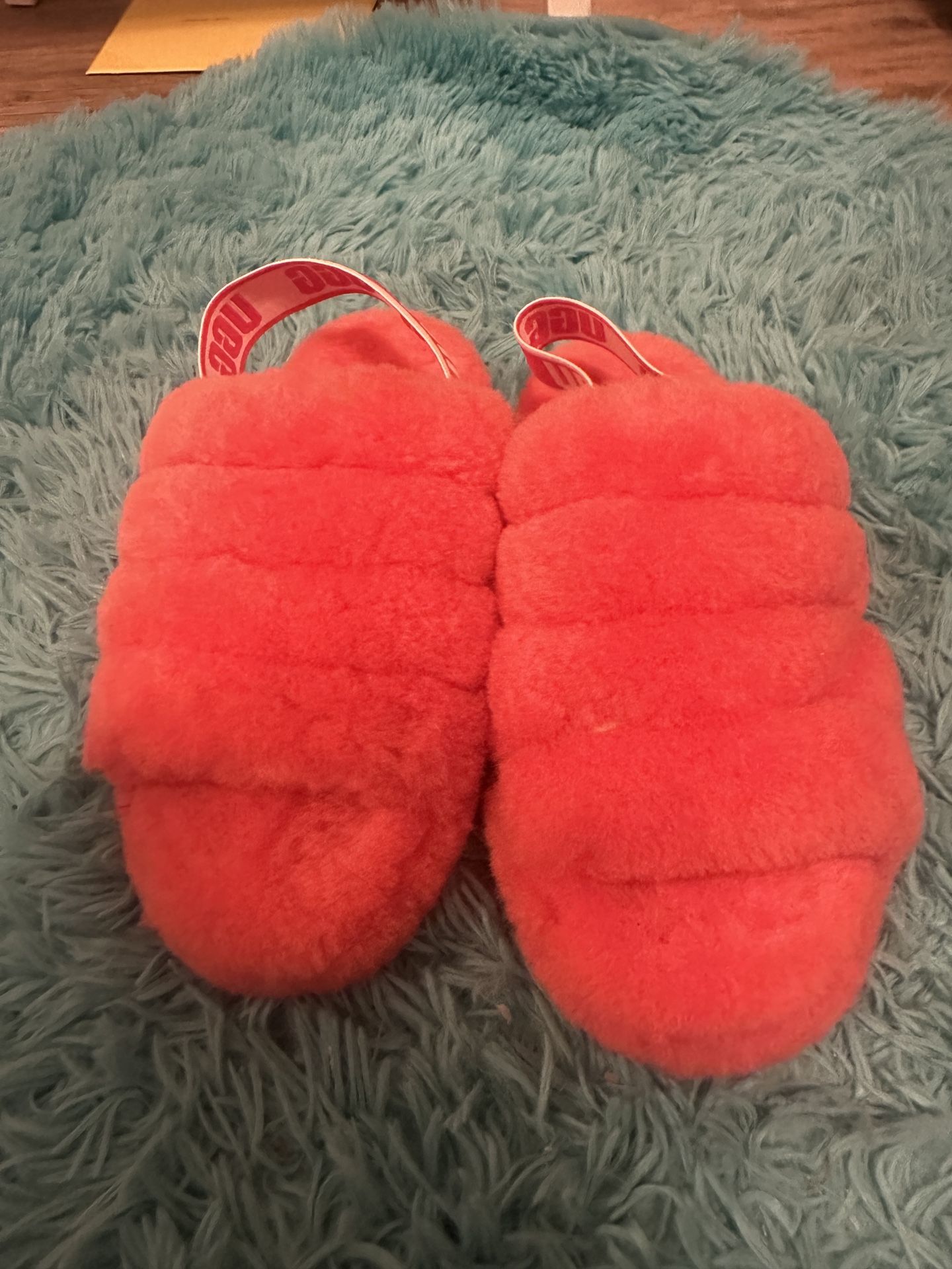 pink fluffy ugg slippers