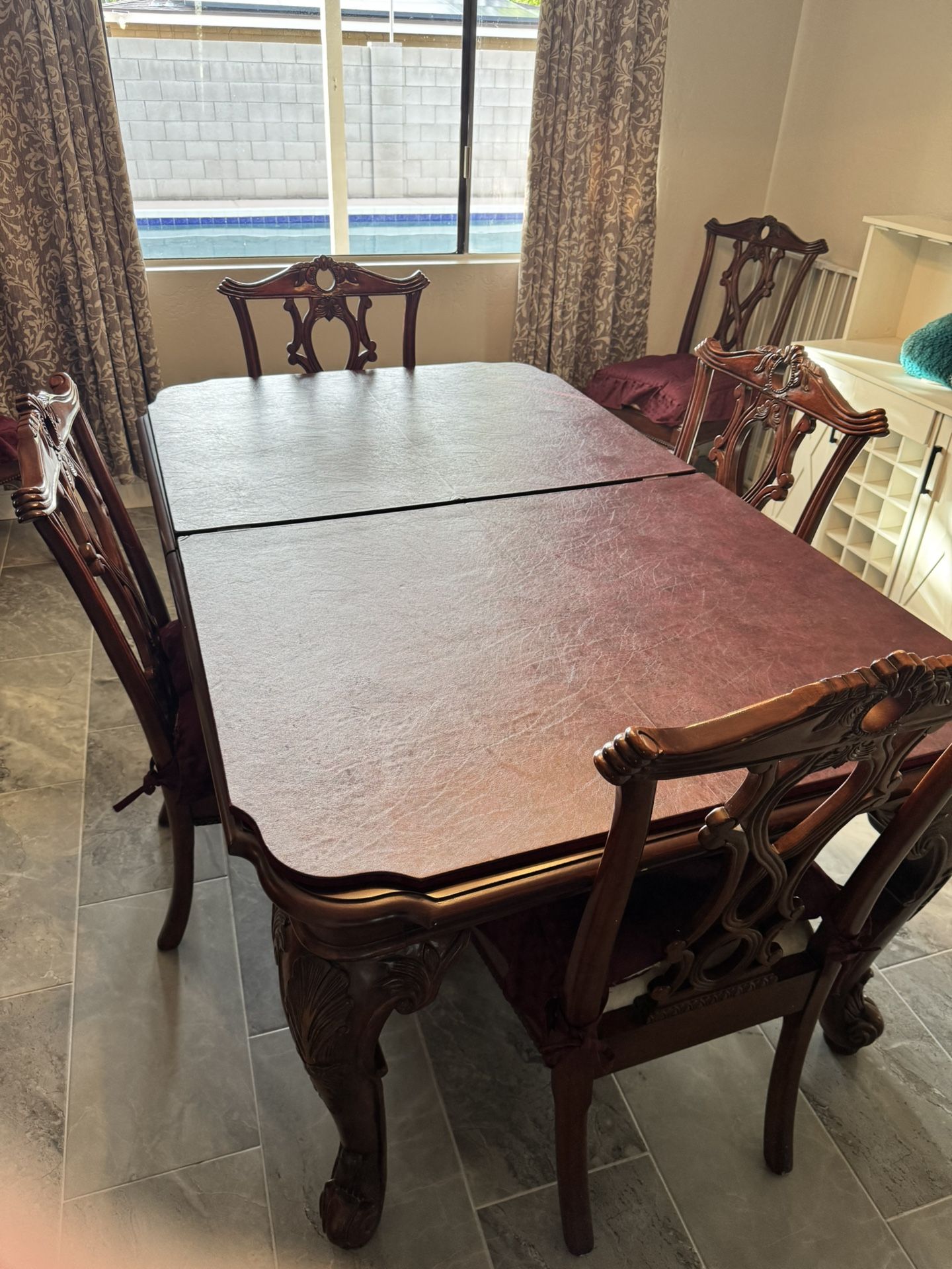Price Drop - Full Size Dining Room Table And Six Chairs