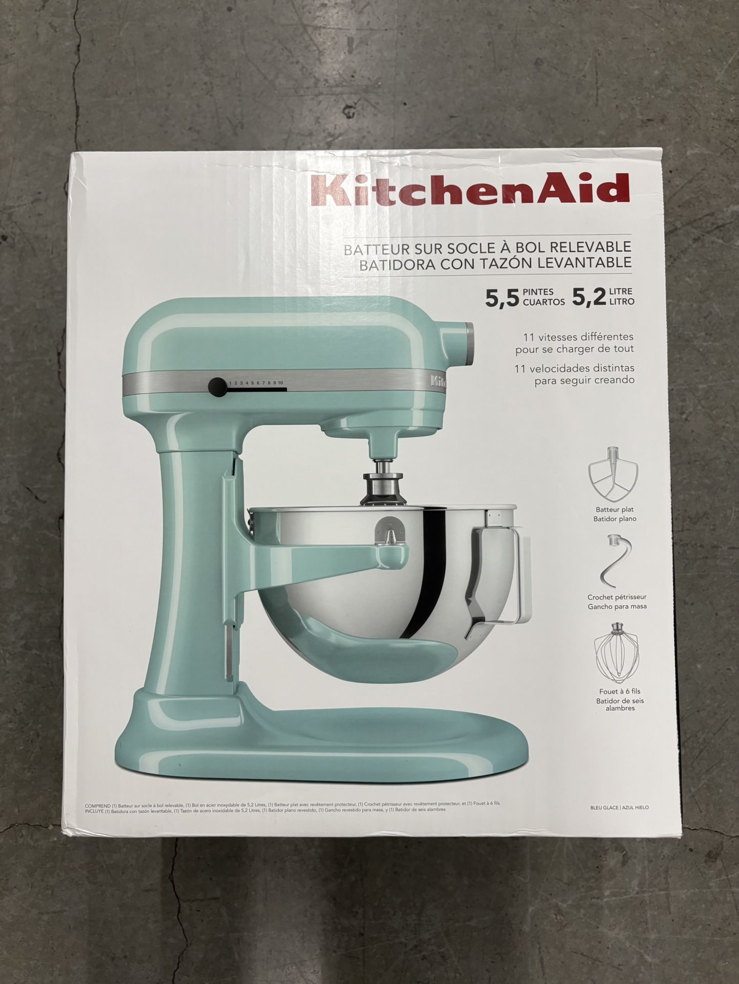 KitchenAid KSM55SXTXIC 10 Speed 5.5qt Bowl Lift Mixer - Ice Blue