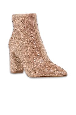 Betsey Johnson Cady Rhinestone Booties In Blush