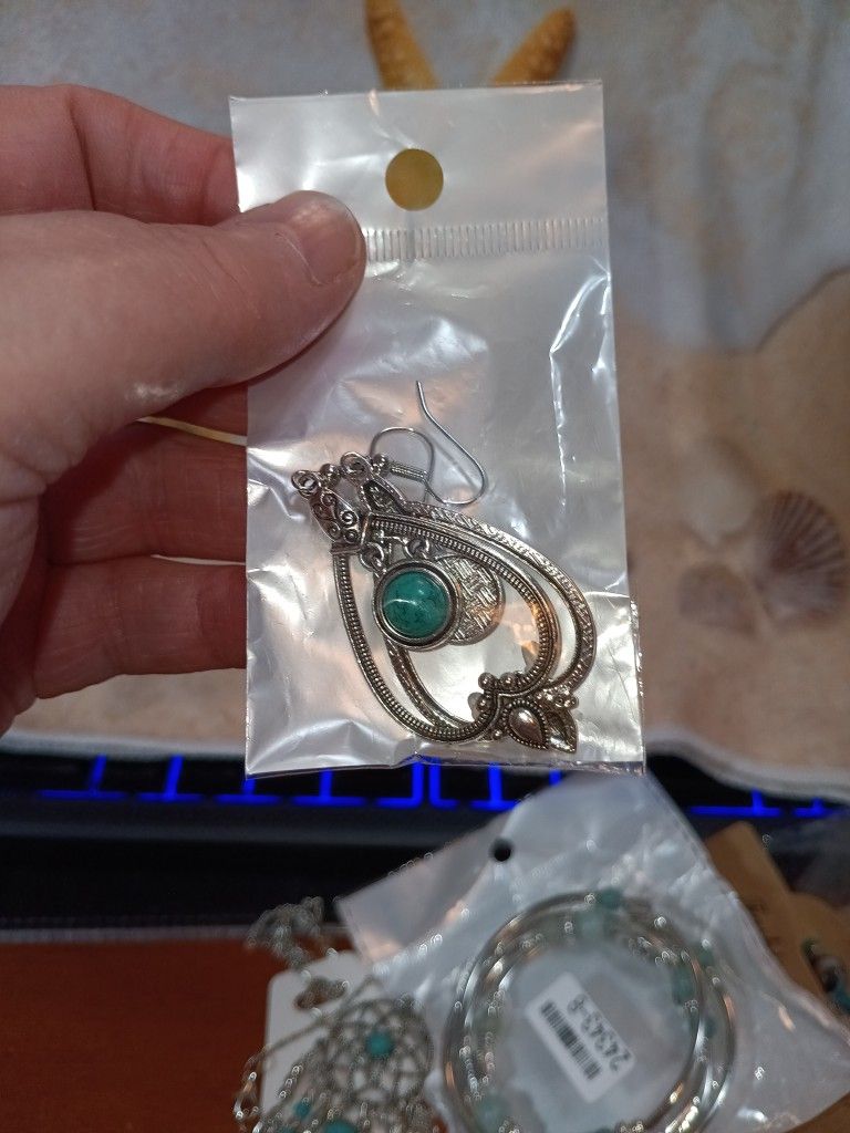 Fish Hook Earrings With A Turquoise Bead