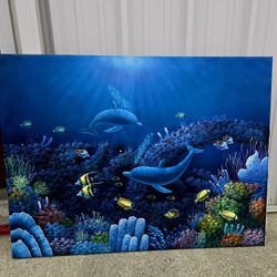 Dolphin marine canvas painting