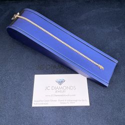 Bracelet Tennis 14k Yellow Gold 3 Karat Diamonds Real 