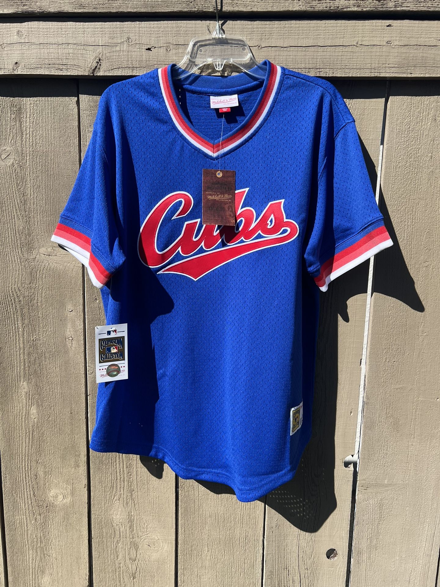 Chicago Cubs Mitchell & Ness 90’s Style Blue MLB Batting Practice NWT Jersey - L