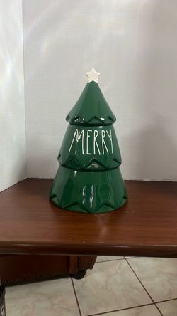 Rae Dunn MERRY Christmas Tree Cookie Jar