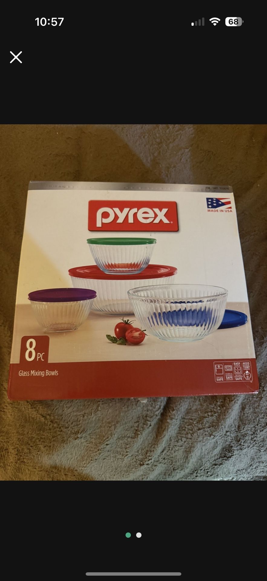 8 Piece Pyrex Mixing Bow Set