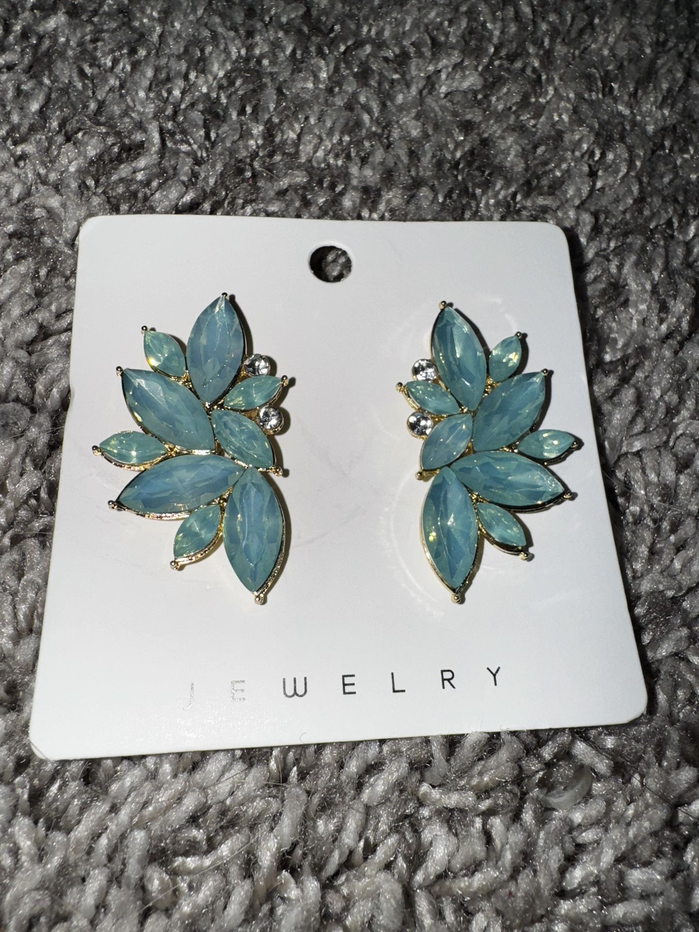 Fancy Blue Leaf Earrings